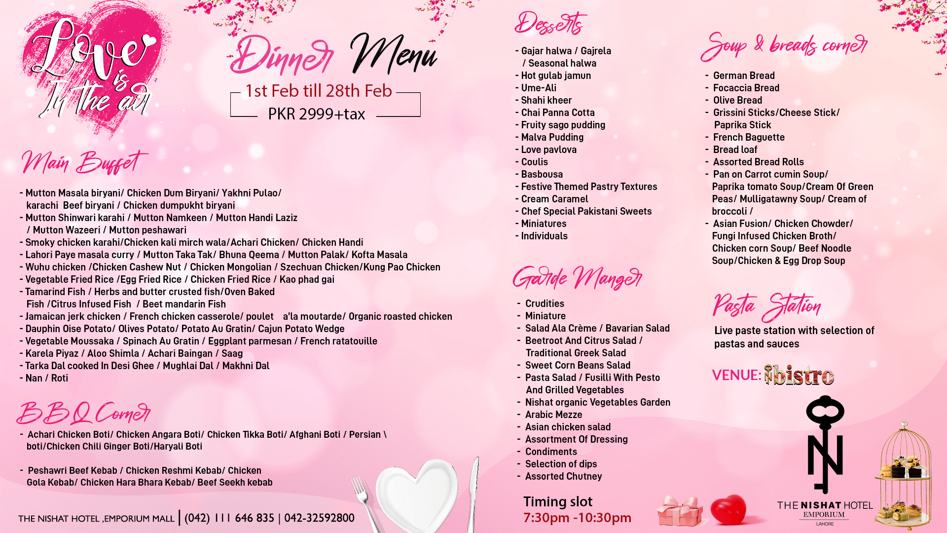 Love is in the air dinner Menu