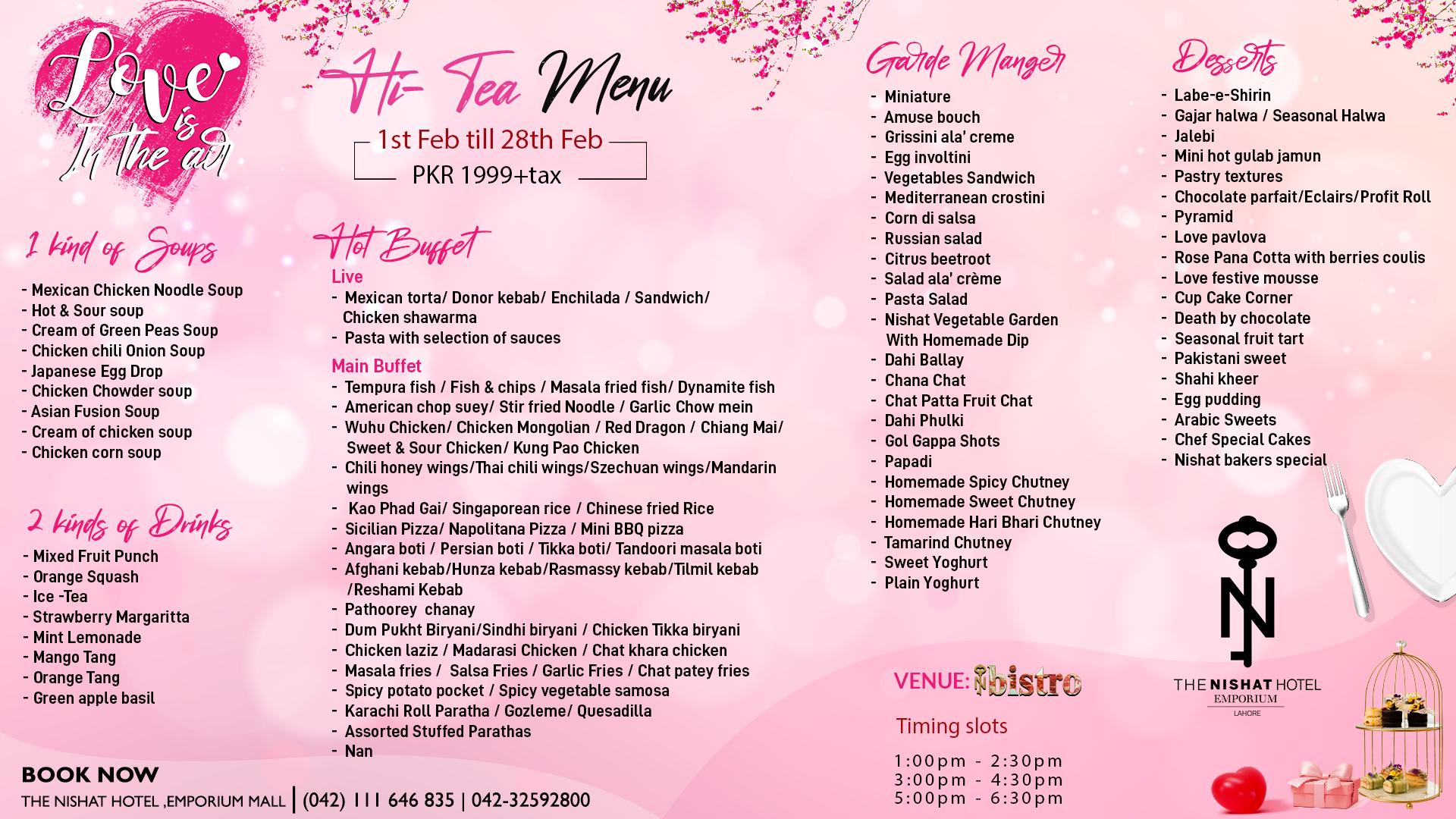 Love is in the air Hi Tea Menu